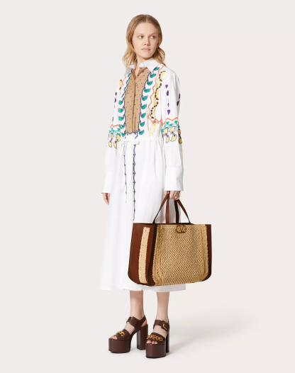 VLOGO SIGNATURE RAFFIA HANDBAG